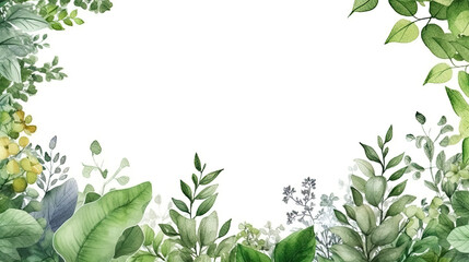 A hand drawn wreath floral border and leaves Generative AI