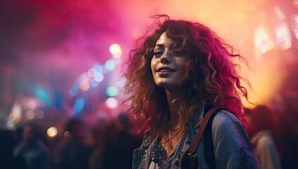 Beautiful girl at the music festival. 