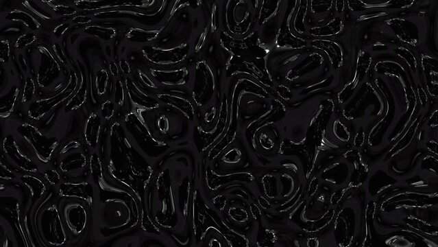 motion, black background with fluid white shapes moving random across in a chaotic pattern