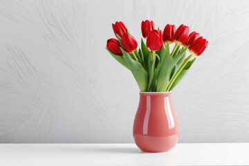 Vase with tulips on the table