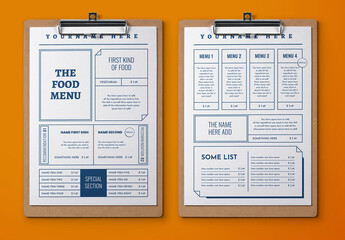 A4 Pages Boxes Food Menu Template