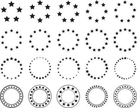 star circle round frame icon set in flat and line. isolated on transparent background. Element design collection label and logo. use for sign photo, picture frame Vector search for apps and website