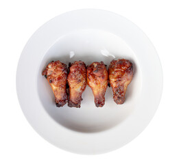 Fried chicken wings in white dis