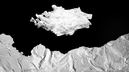 Paper clouds. Wet paper. Paper concept. Cloudy scenery