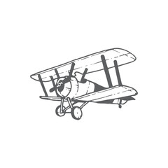 vintage plane drawing, retro plane illustration