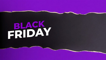 Naklejka na ściany i meble Purple Torn paper top view, Black Friday concept, Black Friday Composition, discount banner, Generative AI