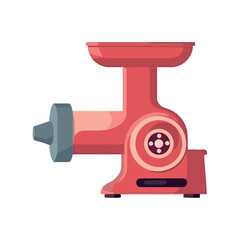 Steel meat grinder isolated on metallic background