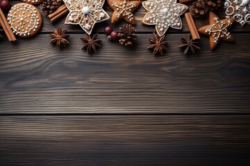 wooden table decorated for christmas