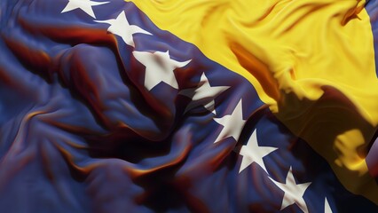 Abstract Bosnia and Herzegovina Flag 3D Render (3D Artwork)
