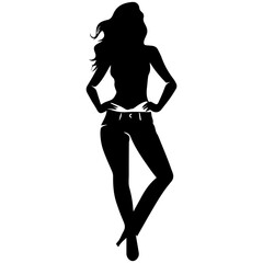 black silhouettes of fashion model girl