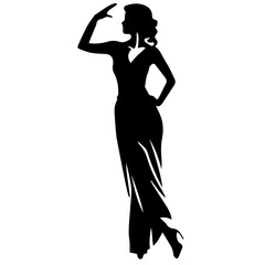 Fototapeta premium black silhouettes of fashion model girl