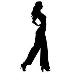 black silhouettes of fashion model girl