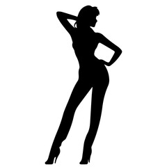 black silhouettes of fashion model girl