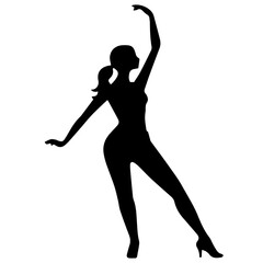 black silhouettes of fashion model girl