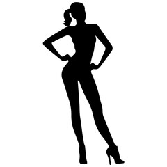 black silhouettes of fashion model girl