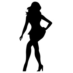 black silhouettes of fashion model girl