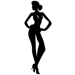 black silhouettes of fashion model girl