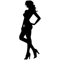 Fototapeta premium black silhouettes of fashion model girl