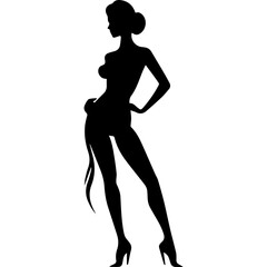 black silhouettes of fashion model girl