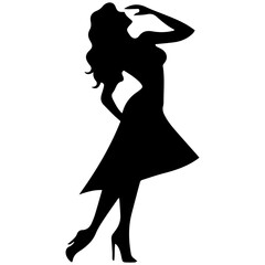 black silhouettes of fashion model girl