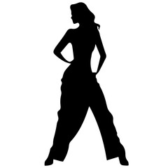 black silhouettes of fashion model girl