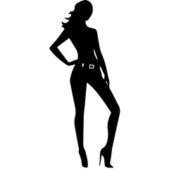 black silhouettes of fashion model girl