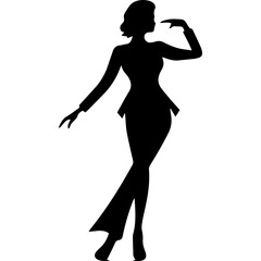 black silhouettes of fashion model girl