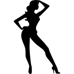 black silhouettes of fashion model girl