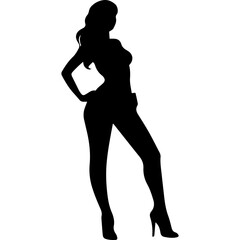 black silhouettes of fashion model girl