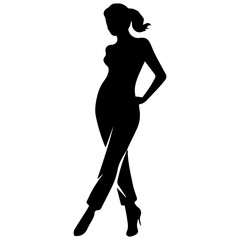 black silhouettes of fashion model girl