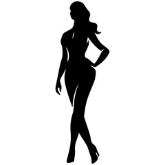 black silhouettes of fashion model girl