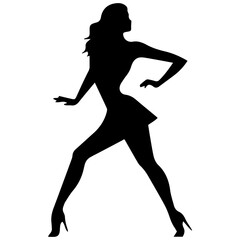 black silhouettes of fashion model girl