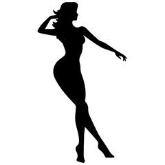 black silhouettes of fashion model girl