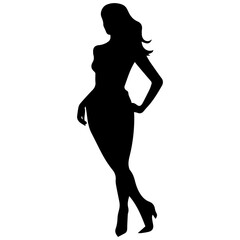 black silhouettes of fashion model girl