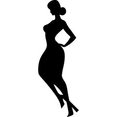 black silhouettes of fashion model girl