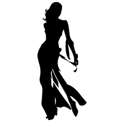 black silhouettes of fashion model girl