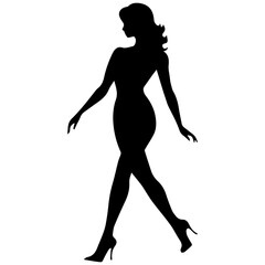 black silhouettes of fashion model girl