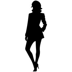 Fototapeta premium black silhouettes of fashion model girl