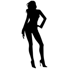black silhouettes of fashion model girl