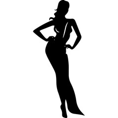 black silhouettes of fashion model girl