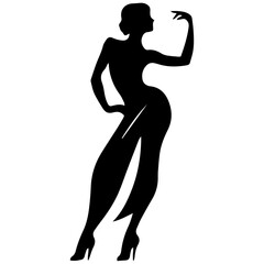 black silhouettes of fashion model girl