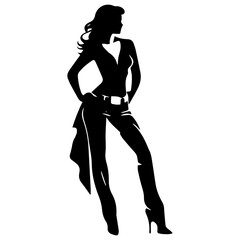 Naklejka premium black silhouettes of fashion model girl