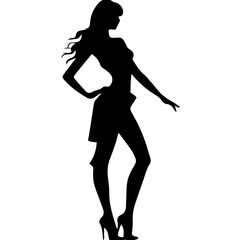 black silhouettes of fashion model girl