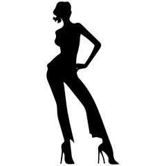 black silhouettes of fashion model girl