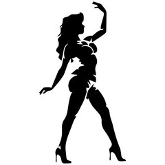 black silhouettes of fashion model girl