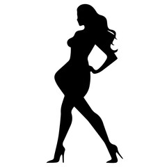 Fototapeta premium black silhouettes of fashion model girl