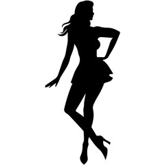 black silhouettes of fashion model girl