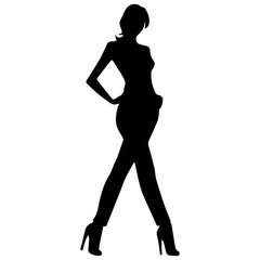 black silhouettes of fashion model girl