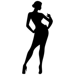 Fototapeta premium black silhouettes of fashion model girl