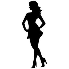 Fototapeta premium black silhouettes of fashion model girl